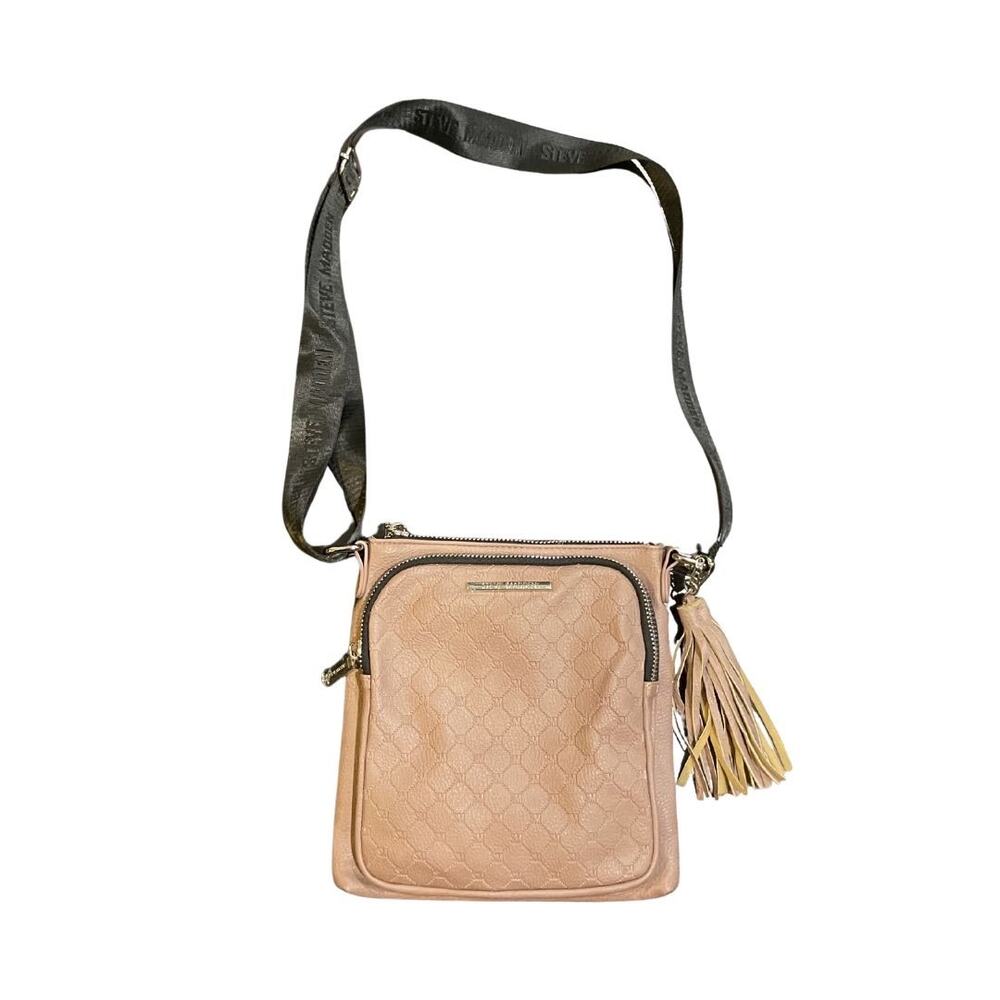 Steve Madden Faux Leather Mauve Crossbody Bag Fringe Tassel Charm Y2K NWOT